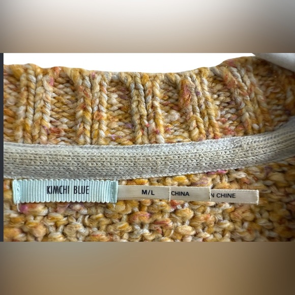 KIMCHI BLUE OVERSIZED KNIT SWEETER YELLOW GINGER M/L WOMEN PULLOVER - Picture 6 of 9